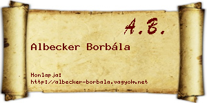 Albecker Borbála névjegykártya