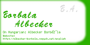 borbala albecker business card